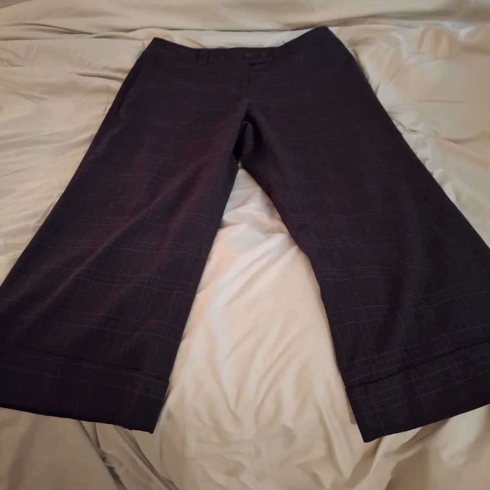 Rose Haggar Women's Dark Brown Pun Stripe Dress Pants